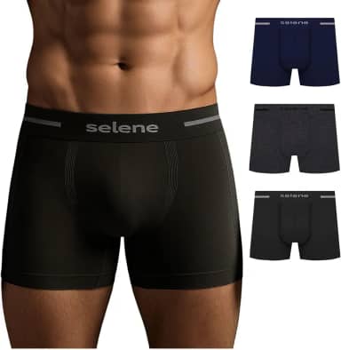 Kit 3 Cueca Boxer Sem Costura Selene Alta Performance Poliamida Cós 40MM Masculino Adulto