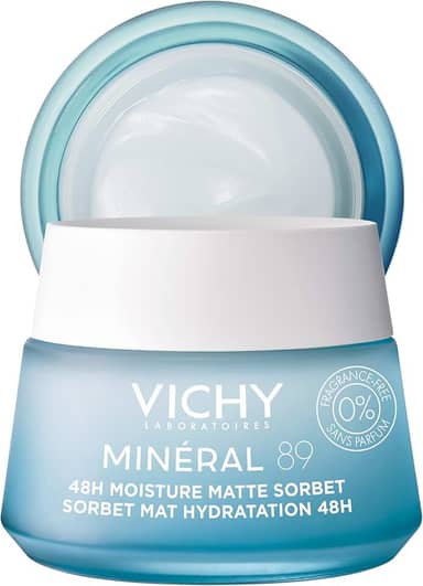 Vichy Minéral 89 Sorbet Gel Hidratante Facial, Efeito Matte Antioleosidade, para Pele Oleosa e Mista, com Ácido Hialurônico e Salicílico, Hidratação 48h, 50ml