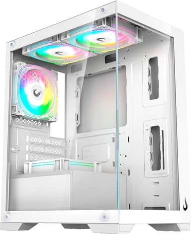 Gabinete Gamer Rise Mode Crystal Glass, Mid Tower, Vidro Temperado, USB 2.0 e 3.0, Branco