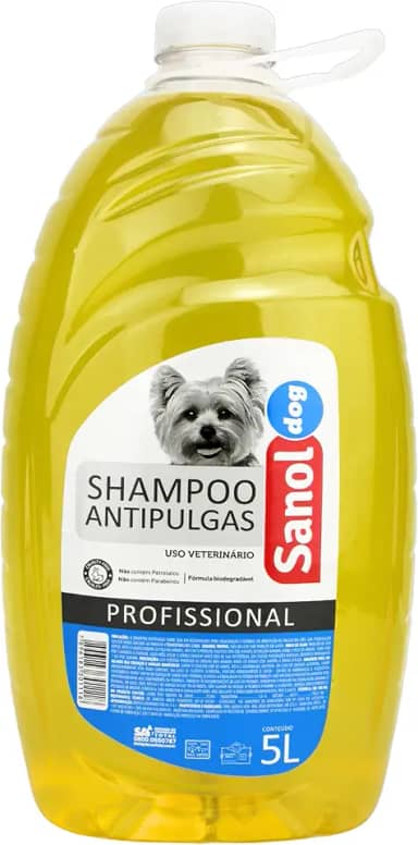 Sanol Dog Shampoo De Pêlos Para Cães Antipulgas 5 Litros Amarelo