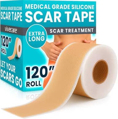 Fita de silicone ViveCare para cicatrizes cirúrgicas - Adesivos de cicatriz de silicone de grau médico para pós-cirurgia - Tiras de fita curativa em gel de silicone - para cicatrizes, seção C (bege)