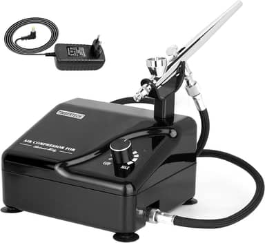 TIMBERTECH Kit De Aerógrafo Profissional Com Compressor Multifuncional As-207K, Dupla Ação Para Tatuagem, Modelagem Artística, Decoração Bolos, Pintura Unhas E Design Automotivo