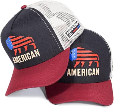 boné trucker modelo american company masculino preto e vermelho