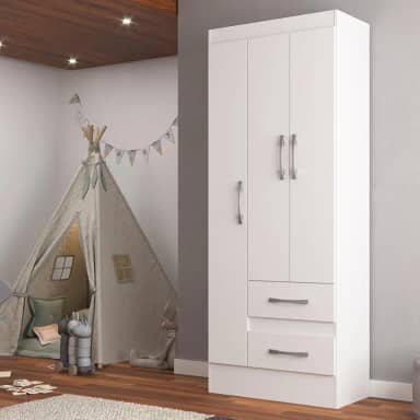 Guarda-roupa Infantil Tiana 3 Portas 2 Gavetas Branco