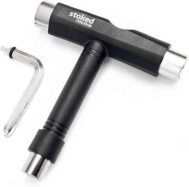 Stoked Ride Shop Ferramenta de skate tudo em um – Kit de ferramentas de skate multifuncional com chave Allen e chave de fenda Phillips tipo L