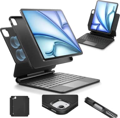 Capa ESR para iPad Air de 11 polegadas com teclado (M3, 2025/M2, 2024) e iPad Pro 11/Air 5/4ª geração com teclado, suporte magnético, modos retrato/relevo, preta, não é compatível com Pro 11 M4
