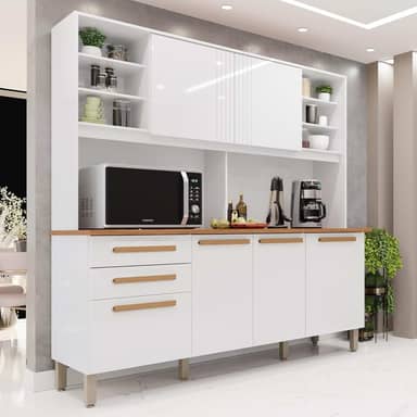 Armário de Cozinha 6 Portas 2 Gavetas Adelle Yescasa Branco Neve