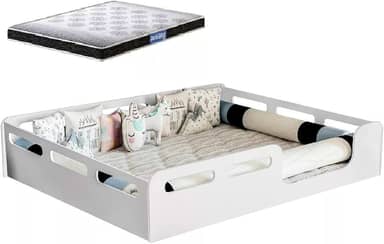 Cama Casal Montessoriana 100% Mdf + Colchão Probel 188x138 -Branca