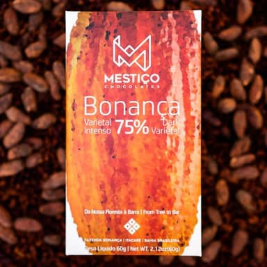 Mestiço Chocolates Bonança, Chocolate Amargo 75% Cacau, Artesanal, 60g, Origem Bahia Brasileira