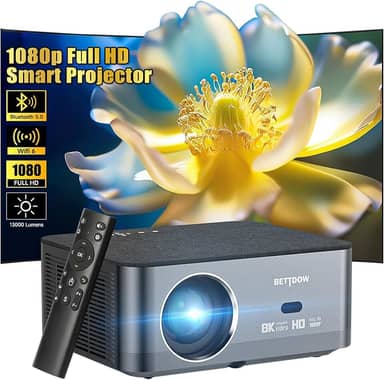 Bettdow Projetor 4k 8k 15000 Lumens Hd 1080p Compatível Completo De Android 9, Smart Projetores Retroprojetor Portatil 600 ANSI WiFi6, Auto Correção Trapezoidal, Foco Eletronico