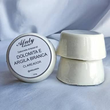 3 Sabonetes de Dolomita e Argila Branca 100g – Clareador, Pele de Porcelana | Afaty Ateliê