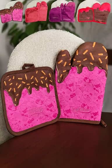 Kit Luva Térmica e Descanso Pegador para Forno Fogão Panela – 2 Peças Proteção Térmica Design Moderno Sortido