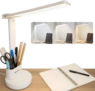 Luminária de Mesa LED Recarregável – 3 Modos de Iluminação, Hastes Ajustáveis, Porta-Lápis, Compacta e Portátil - Luz de Mesa para Escritório, Leitura e Estudo