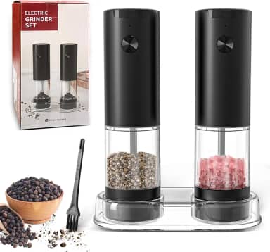 Moedor de Pimenta 95 ml Elétrico de Sal Pimenta (Pacote com 2) Moedor de Cozinha Tempero Pimenta Automático, Moedor de saleiro Operação Com Uma Mão Para Graos Café, Tabasco, Especiarias, Churrasco
