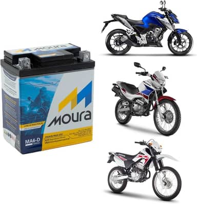 Bateria Moto Honda Xr Tornado Twister 250 Cb 300 Nx4 Falcon 400 Yamaha Xtz Lander Tenere Fz25 Fazer Moura 12v 6ah