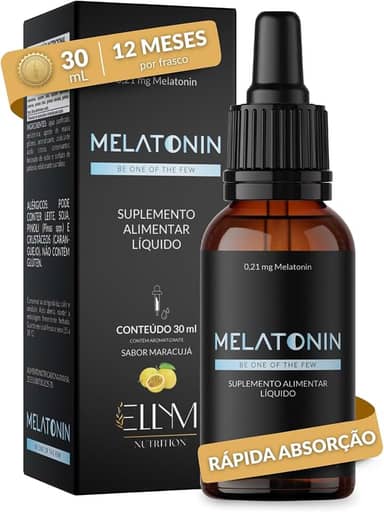 Melatonina em Gotas Sublingual 30ml Maracujá ELLYM NUTRITION Rápida Absorção Efeito Imediato 0,21mg Melatonin por Gota