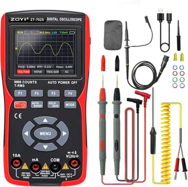 Multímetro osciloscópio automotivo digital portátil 702s 2 em 1, largura de banda de 10mhz de canal único, comprimento de registro de 64kbyte, alta taxa de amostragem de 48msa/s, tes