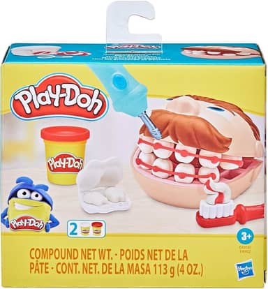 Play-Doh Massinha de Modelar Infantil, Mini kit Brincando de Dentista - conjunto de massinha com acessórios e 2 potes, presente de Natal para crianças a partir de 3 anos
