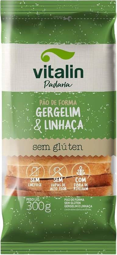 Vitalin Pão de Forma Sem Glúten Gergelim e Linhaça 300g