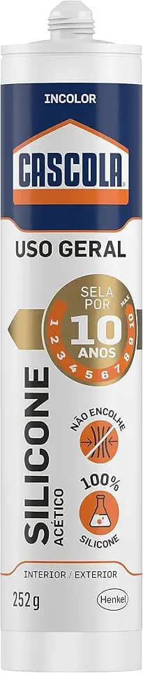 Cascola Selante de Silicone Flexite Uso Geral Incolor Acético Bisnaga, Cola de Silicone Alta Resistência, Silicone de Alta Durabilidade, 1x252g