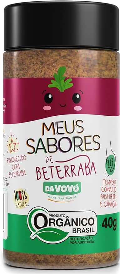 Da Vovó, Temperinho completo, Primeiro sabores, Para todos os tipos de comidas, Enriquecido com Beterraba, Ideal para bebês e crianças, Orgânico, 40 Gramas