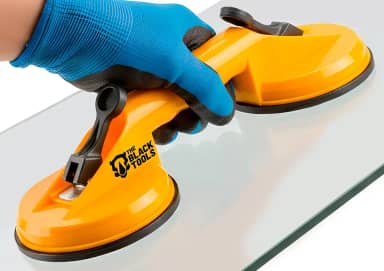 Ventosa Dupla a Vácuo para Vidro, Porcelanato e Mármore 60kg The Black Tools – Alavanca de Sucção, Borracha Alta Aderência, Corpo ABS Resistente