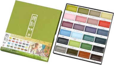 Kuretake GANSAI TAMBI Novo conjunto de 24 cores II 'Art nouveau', conjunto de pintura aquarela, qualidade profissional para artistas e artes os, certificado por AP, aquarelas para adultos, feito no Jap o