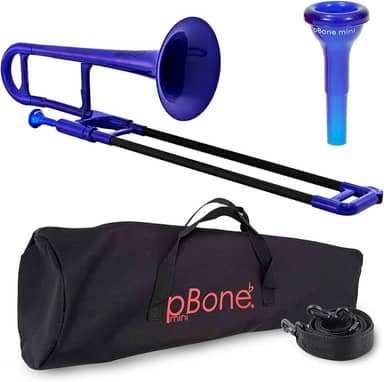 pBone Mini trombone infantil de plástico pBone - bocal e bolsa de transporte - leve, versátil, aderência ergonômica confortável - som autêntico Eb para estudantes e iniciantes - construção ABS durável