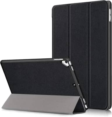 USTIYA Capa para iPad 9ª/8ª/7ª geração 10,2 polegadas 2021/2020/2019, Couro Protector, Feita de PC + PU, com Função de Acordar/Aativar (Preta)