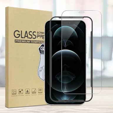 Pacote com 1 protetor de tela compatível com iPhone 12 Pro Max com moldura de instalação, vidro temperado de dureza 9H antiarranhões, sem bolhas, compatível com capa