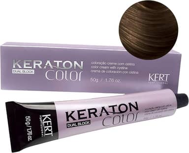 Keraton Coloração Em Creme Permanente Para Cabelos Com Aminoácido E Cistína Color Dual Block 50 G Nº 6.0 Louro Escuro