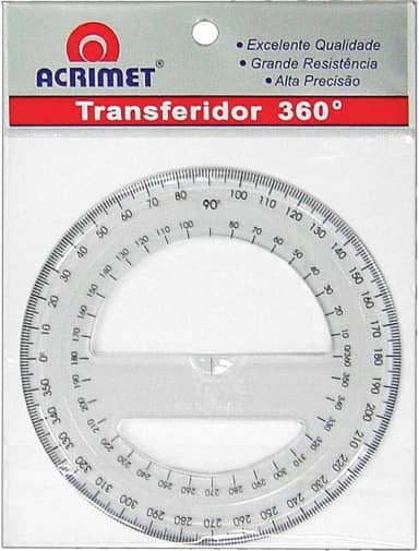 Acrimet Transferidor Escolar 360° em Poliestireno Cristal Resistente 552.0