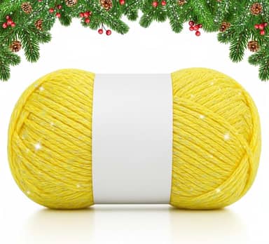Timgle Fio brilhante de 50 g para crochê e tricô; fio de 70 m para iniciantes com pontos fáceis de ver bonecas, cachecóis, bolsas, almofadas (amarelo)