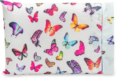 1 Fronha com Ponto Palito 70cmx50cm Percal Estampado 180 fios (Borboletas)