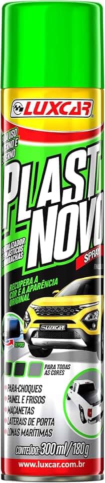 Luxcar Plast Novo Revitalizador de Plásticos e Borrachas Spray 300 ml - Uso Interno e Externo