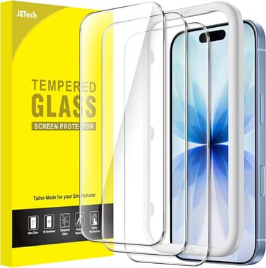 JETech Película de Vidro Temperado para iPhone 17 6,3 Polegadas, Protetor de Tela, Dureza 9H, Instalação Rápida, Amigável ao Case, Pacote com 3