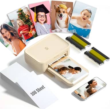HPRT CP4100 Impressora fotográfica – Impressora instantânea portátil 4 x 6 Bluetooth + 108 folhas e 2 fitas, celular, sublimação de tinta premium - resolução de tela de 300 DPI - aplicativo de edição