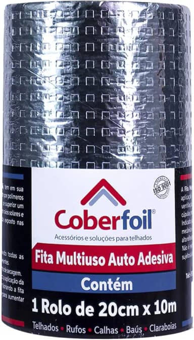Manta Asfáltica Adesiva Multiuso Metalizada Várias Medidas Tamanhos Auto Colante Vedação para Telhados Calhas Rufos Alta Resistência e Durabilidade Vazamentos Vedação Refletiva Aluminizada Fita (20cm)