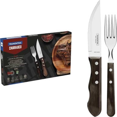 Jogo de Talheres Para Churrasco 12 Peças, Tramontina, 21199996, Castanho