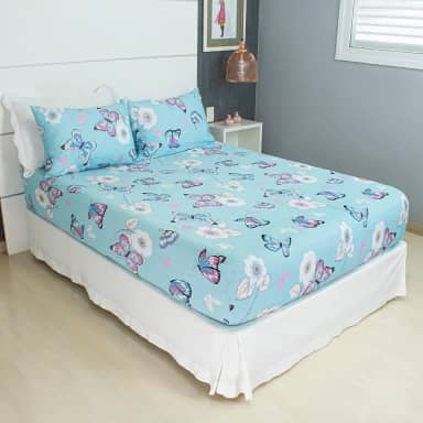 Jogo de Lençol Cama Casal 3 Peças Estampado 100% Algodão com Elástico e Toque Macio Cozzilar (Modelo 2)