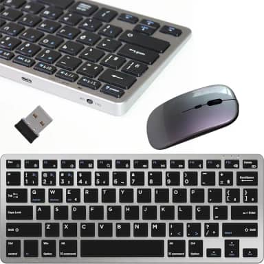 Kit Teclado e Mouse Sem Fio Recarregável Prime. Compatível com Notebook, Celular, Tablet, Windows, Mac, Linux e Android. Layout Nacional. Conexão Bluetooth 5.0/USB 2.4GHz Design Compacto e Ergonômico