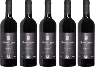 Kit 5 Vinhos Bordô Suave Família Carra 750 ml Gourmet Present Drink Especial Natal Coquetel Exótico Premium