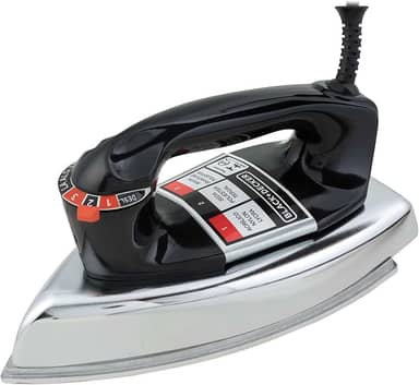 BLACK+DECKER Ferro de Passar Roupa a Seco, Metálico Preto, Modelo VFA1110XM6, 220V