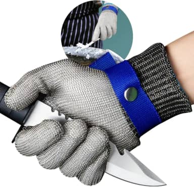Luva de Açougue em Aço Inox Anticorte com Ajuste de Tamanho | Proteção para Cozinha, Churrasco, Açougue e Indústria
