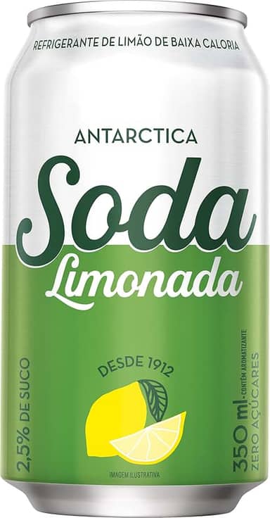 Soda Limonada Antarctica - Refrigerante, zero açúcar, Lata 350ML