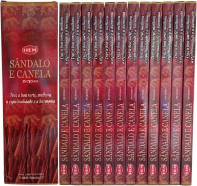 Incenso Hem Sândalo e Canela - Prosperidade e Proteção Cx.12un.8v.