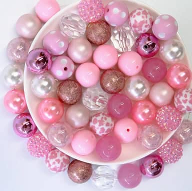 Contas de chiclete de 20 mm para fazer canetas, 50 peças de contas grandes para canetas, mistura a granel de chiclete de chiclete, contas coloridas de strass para fabricação de joias (rosa)