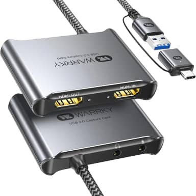 Warrky Placa de captura HDMI 4K [com cabo USB 3.0 fixo, saída 4K, sem latência] 1080p 60FPS Cam Link dispositivo de captura de vídeo/áudio para transmissão, gravação de jogos, compatível com Nintendo