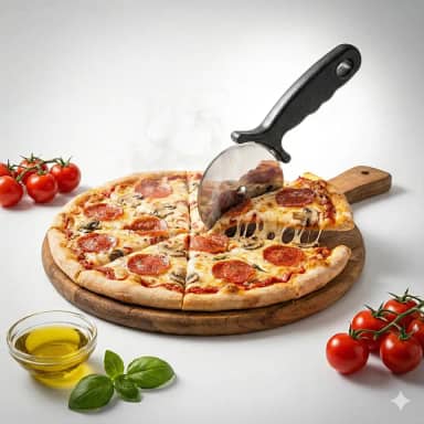 Cortador de Pizza Profissional em Aço Inox com Cabo Ergonômico – Fatiador de Pizza Durável e Preciso