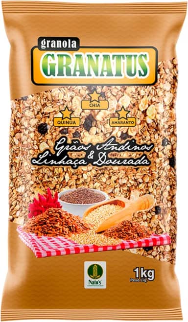 Natu's, Granola com Grãos Andinos & Linhaca Dourada, Quinoa, Chia & Amaranto, Granatus, 1 Kilo